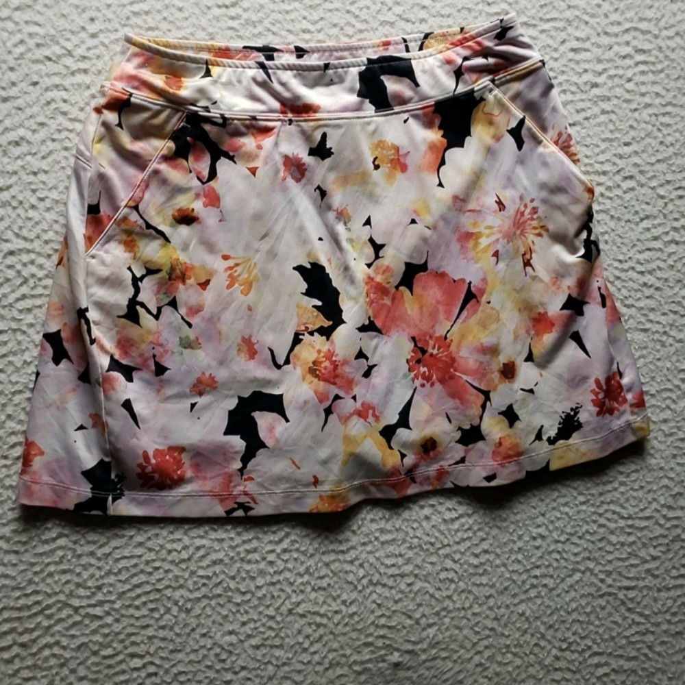 Lady Hagen Skort Womens S Multicolor Floral Athletic Stretch Pockets Pull On